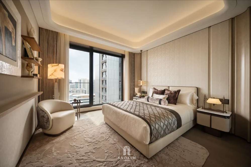 Không gian phòng ngủ 2 ấn tượng tại thiết kế penthouse phong cách Contemporary art deco
